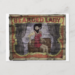 Bearded Lady Vintage Canival Banner Postcard