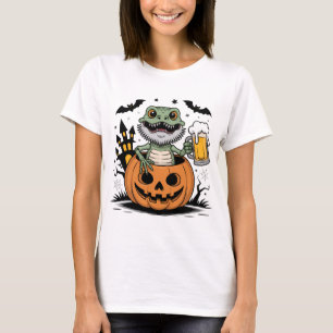Bearded Lizard Halloween Beer Pumpkin T-Shirt