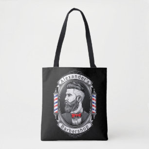 Bearded Man Barbershop Personalise Tote Bag