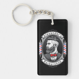 Bearded Man Barbershpp Personalise Key Ring