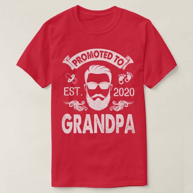 Bearded Man Face And Baby Foots Promoted To Grandp T-Shirt (Design Front)