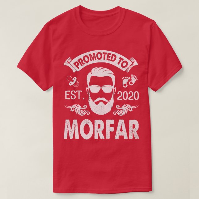 Bearded Man Face And Baby Foots Promoted To Morfar T-Shirt (Design Front)