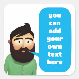 Bearded man square sticker
