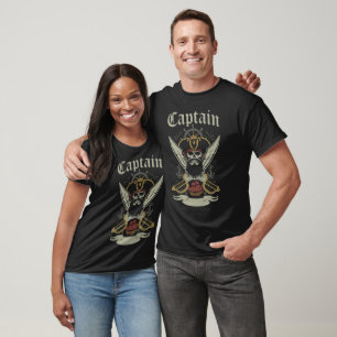 Bearded Pirate Captain Skull with Swords T-Shirt
