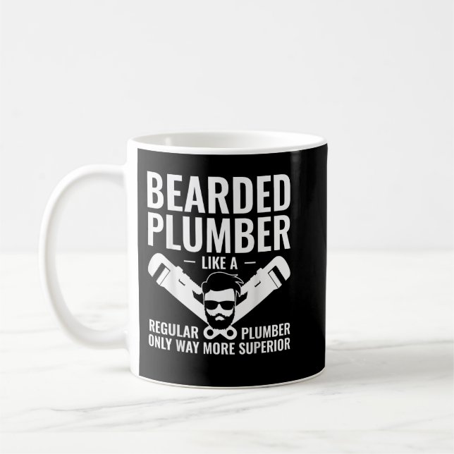 Bearded Plumber Way More Superior Plumbing Humour Coffee Mug (Left)