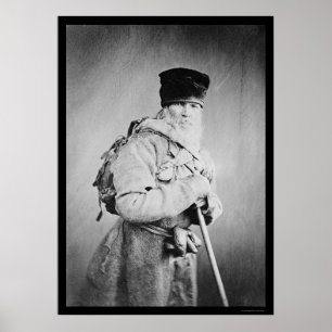 Bearded Russian Man Wearing a Backpack 1880 Poster
