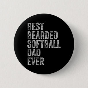 Bearded Softball Dad Fathers Day 6 Cm Round Badge