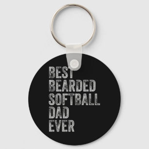Bearded Softball Dad Fathers Day Key Ring