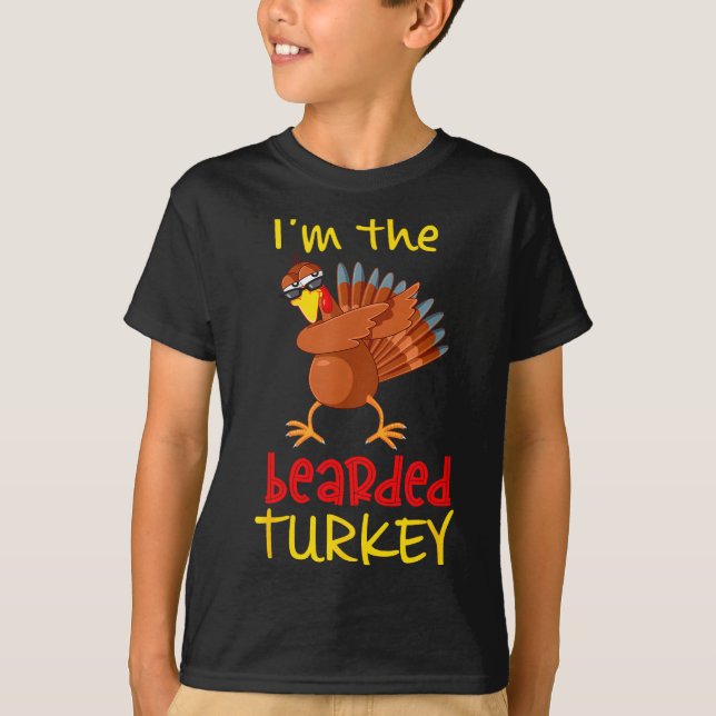 Bearded Turkey Matching Family Group Thanksgiving  T-Shirt (Front)