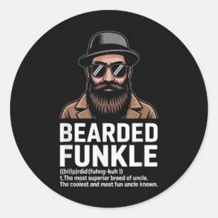 Bearded Uncle Definition Tee Funny Funkle For Fun Classic Round Sticker