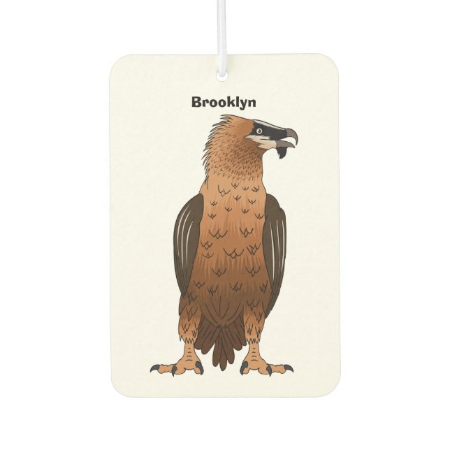 Bearded Vulture cartoon illustration Car Air Freshener (Front)
