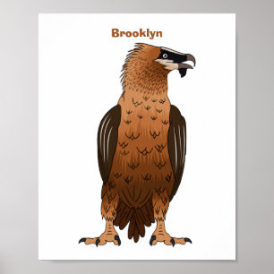 Bearded Vulture cartoon illustration Poster