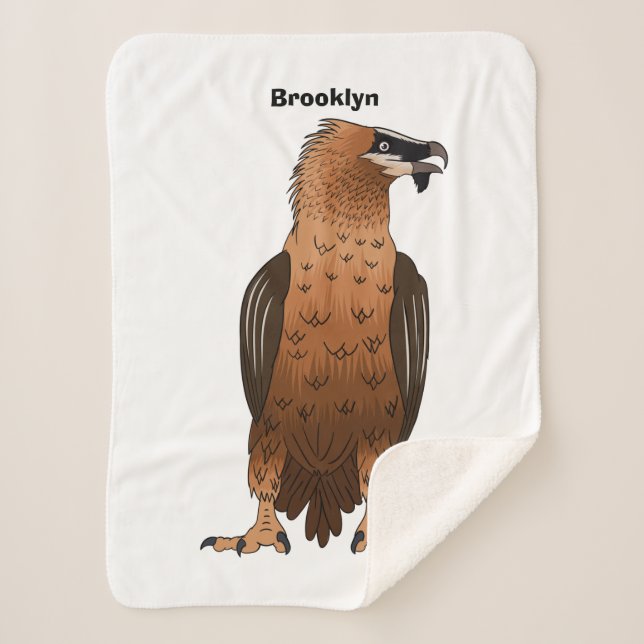 Bearded Vulture cartoon illustration Sherpa Blanket (Front)