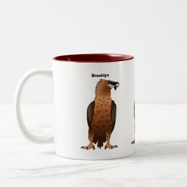Bearded Vulture cartoon illustration  Two-Tone Coffee Mug (Left)