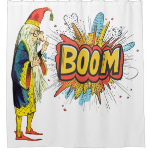 Bearded wizard shower curtain