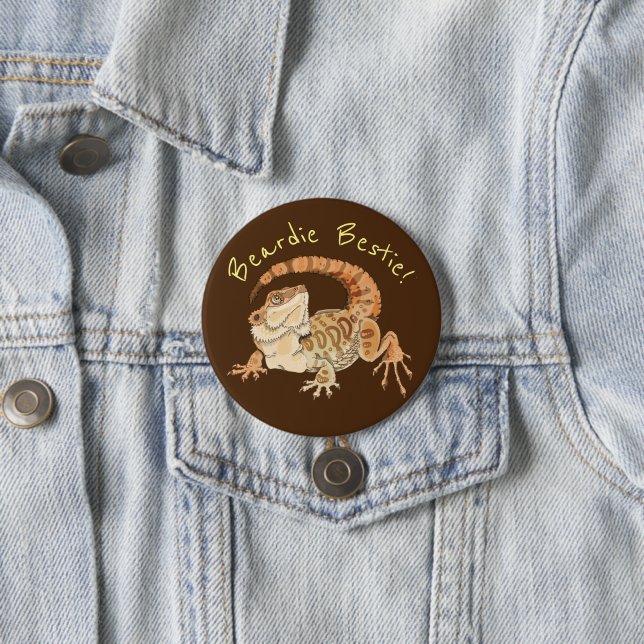 Beardie Bestie! 7.5 Cm Round Badge (In Situ)