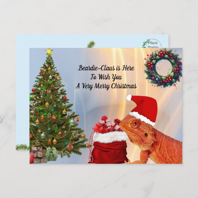 Beardie-Claus - Bearded Dragon Christmas Postcard (Front/Back)