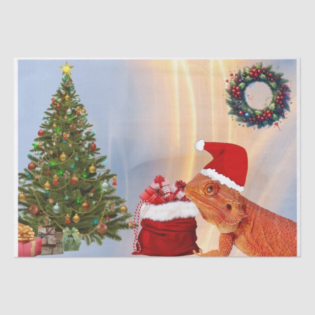 Beardie-Claus - Bearded Dragon Santa Tissue Paper (Front)