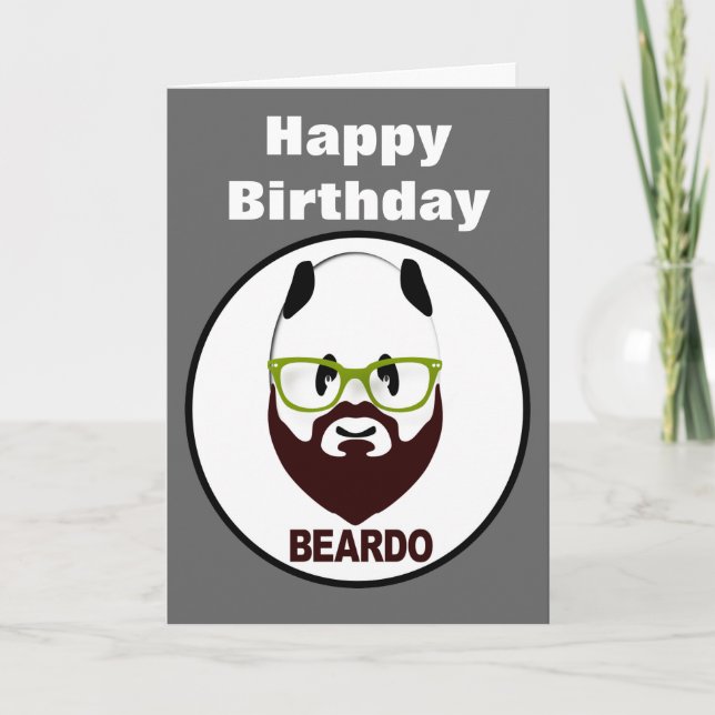 Beardo panda happy birthday card (Front)