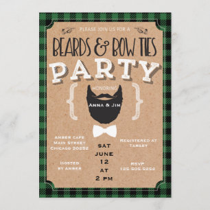 beards and bow ties baby shower invitation