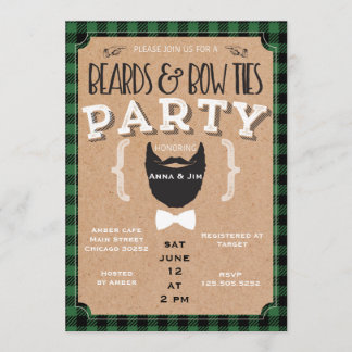 beards and bow ties baby shower invitation
