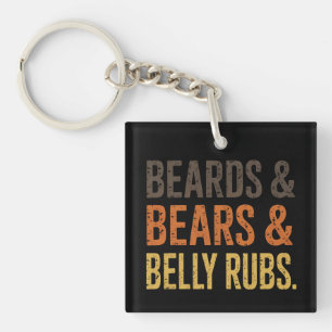 Beards Bears Belly Rubs LGBTQ Gay Pride Ally  Key Ring
