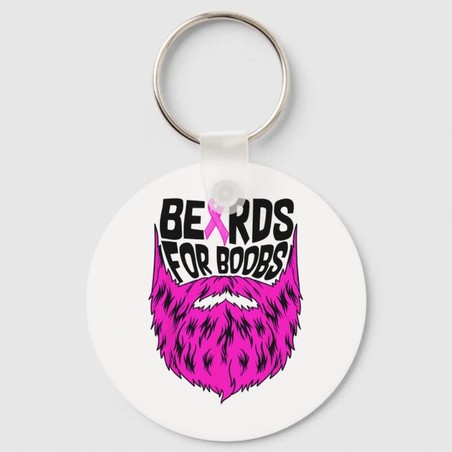 Beards For Breast Breast Cancer Awareness Support  Key Ring (Front)