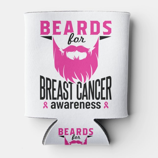 Beards For  Breast Cancer Awareness Pink Beard Can Cooler (Front)