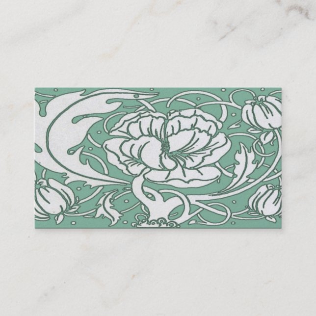 Beardsley Art Nouvea Peony Standard  Business Card (Front)