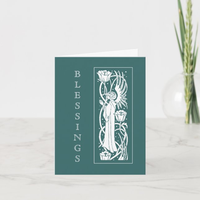 Beardsley Art Nouveau Angel Easter Card (Front)