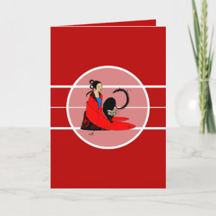 Beardsley Art Nouveau Birthday for a Cat Lady Card