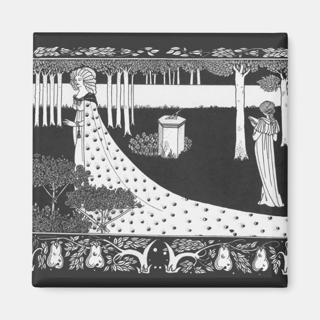 Beardsley Art Nouveau Black and White Woman Magnet (Front)