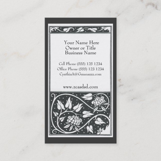 Beardsley Black and White Pomegranite Photo Busine Business Card (Front)
