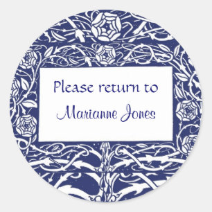Beardsley Border Elegant Bookplate Classic Round Sticker