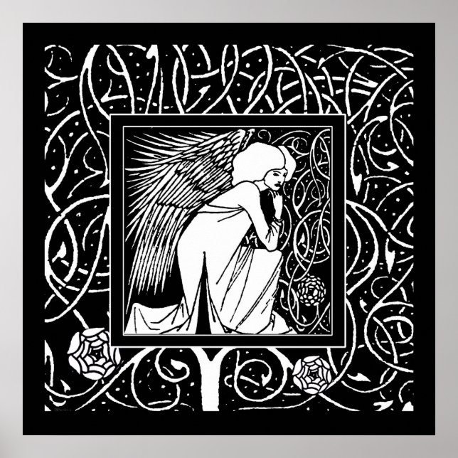 Beardsley Nouveau Angel Poster Print (Front)