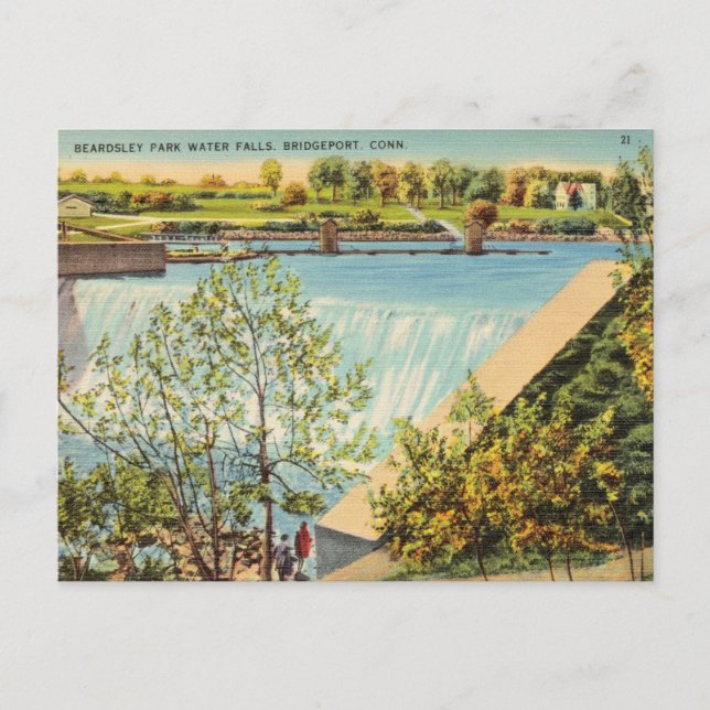 Beardsley Park Water Falls, Bridgeport Connecticut Postcard (Front)