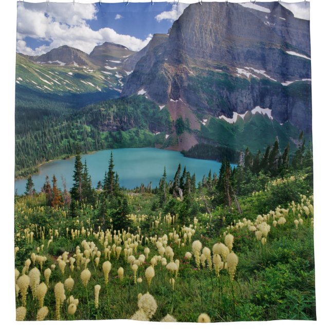 Beargrass above Grinnell Lake Shower Curtain (Front)