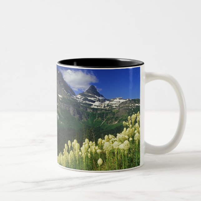 Beargrass at Logan Pass in Glacier National Park Two-Tone Coffee Mug (Right)