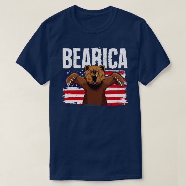 Bearica Bear 4th of July American Bear USA Flag T-Shirt (Design Front)