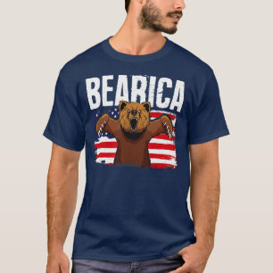 Bearica Bear 4th of July American Bear USA Flag T-Shirt