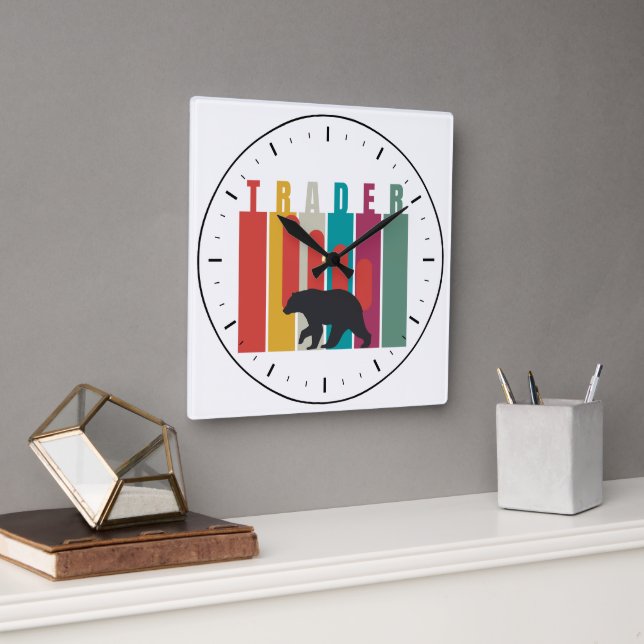 Bearish market | Trader | Simple design Square Wall Clock (Office)