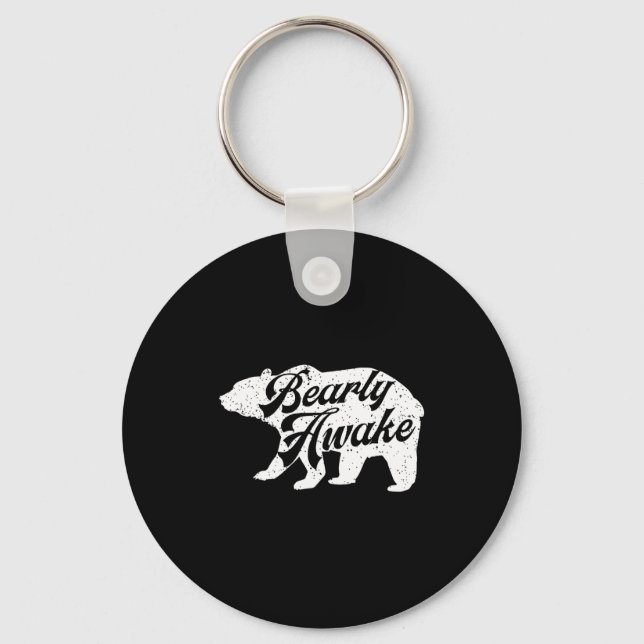 Bearly Awake Bear. Funny Bear Christmas Pajamas Gi Key Ring (Front)