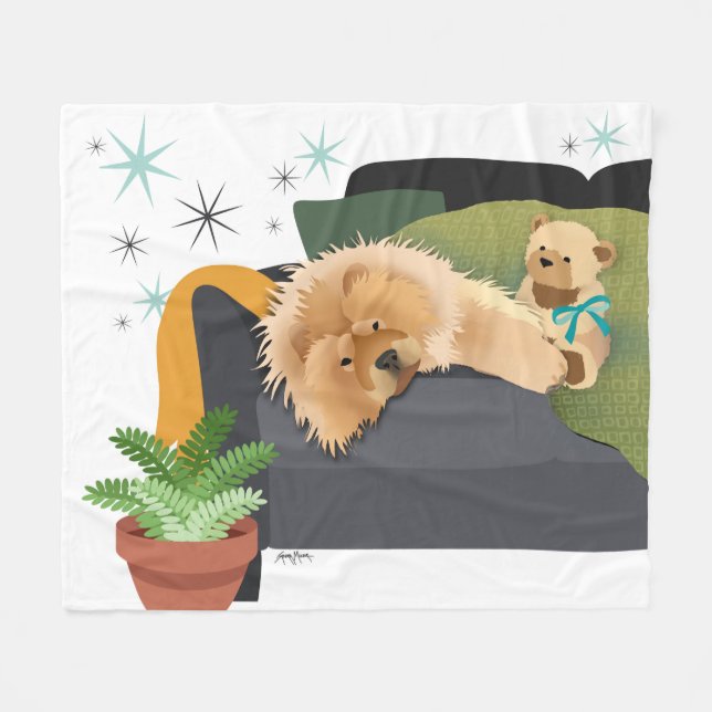 BEARLY AWAKE - CHOW fleece blanket (Front (Horizontal))