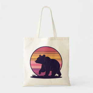 Bearly Awake – Funny Retro Bear Sunset Tote Bag