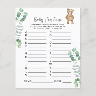 Bearly Baby Item Game. Baby Shower Game