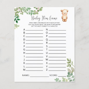 Bearly Baby Item Game. Baby Shower Game