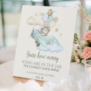 Bearly Baby Shower Guess How Many Kisses Pedestal Sign