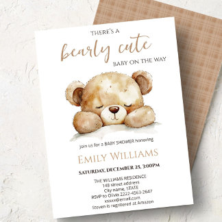 Bearly Cute Baby Shower | Neutral minimalist Invitation