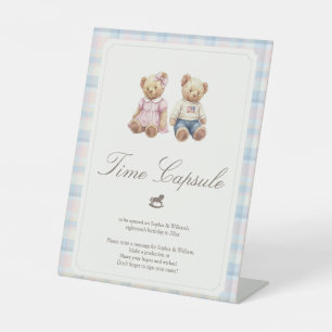 Bearly first birthday Twins  Pedestal Sign