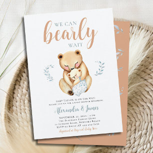 Bearly Mama Bear Cub Woodland Baby Boy Shower Invitation